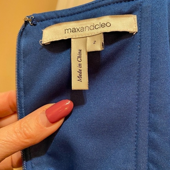 Max and Cleo Spaghetti strap faux wrap around dark blue formal dress size 2 - Picture 6 of 11